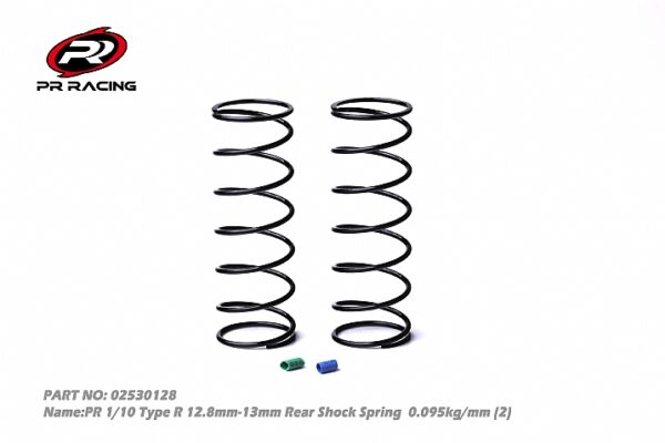 PR 1/10 Type R 12.8mm-13mm Rear Shock Spring 0.095kg/mm Red+Green (2)