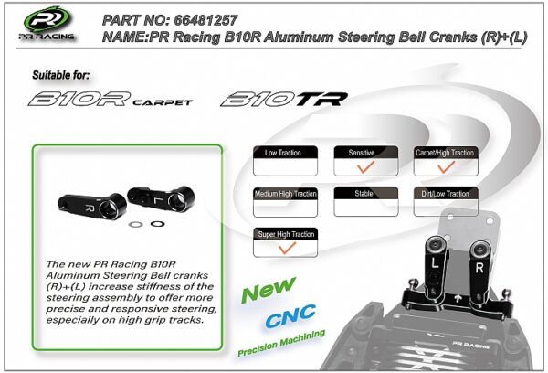 PR B10R Aluminum Steering Bell Cranks (R)+(L) - Bild 2